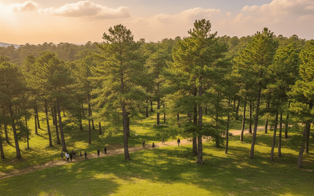 Vẻ đẹp xanh m&aacute;t, b&igrave;nh y&ecirc;n của đồi Vọng Cảnh